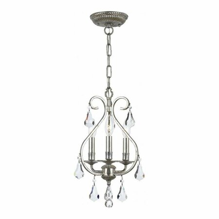 CRYSTORAMA Three Light Olde Silver Up Mini Chandelier 5013-OS-CL-MWP